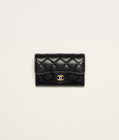 Chanel Classic Card Holder  Lambskin & Gold-Tone Metal  -Black-