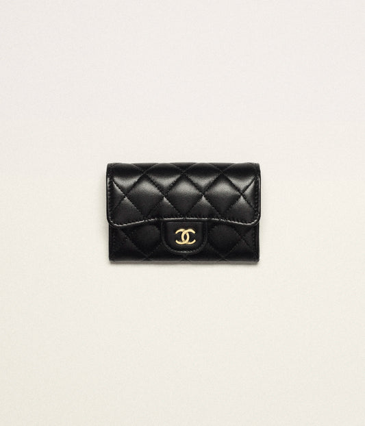 Chanel Classic Card Holder  Lambskin & Gold-Tone Metal  -Black-