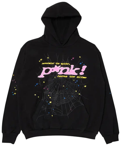 Sp5der P*nk Hoodie -Black-