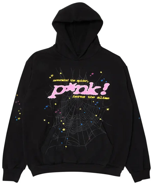 Sp5der P*nk Hoodie -Black-